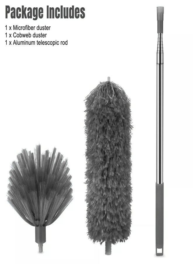 Hasselt 100-Inch Extendable Cobweb Duster with Telescoping Pole - Washable Microfiber & Bendable Head for Ceiling Fans, High Ceilings, Corners, Spider Webs, and Dust Removal Anti-Scratch Cleaning Brush - Image 2